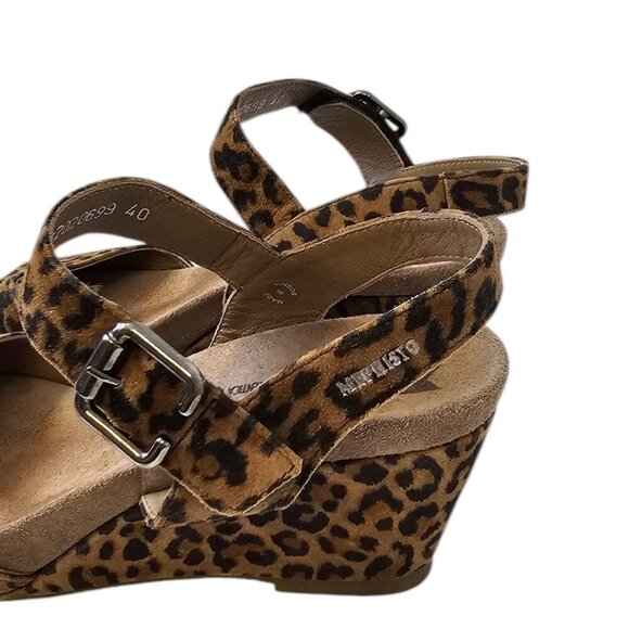 Mephisto Womens Leopard Print Sling Back Wedge Open Toe Sandals, Size 40 / US 10 - Picture 2 of 9